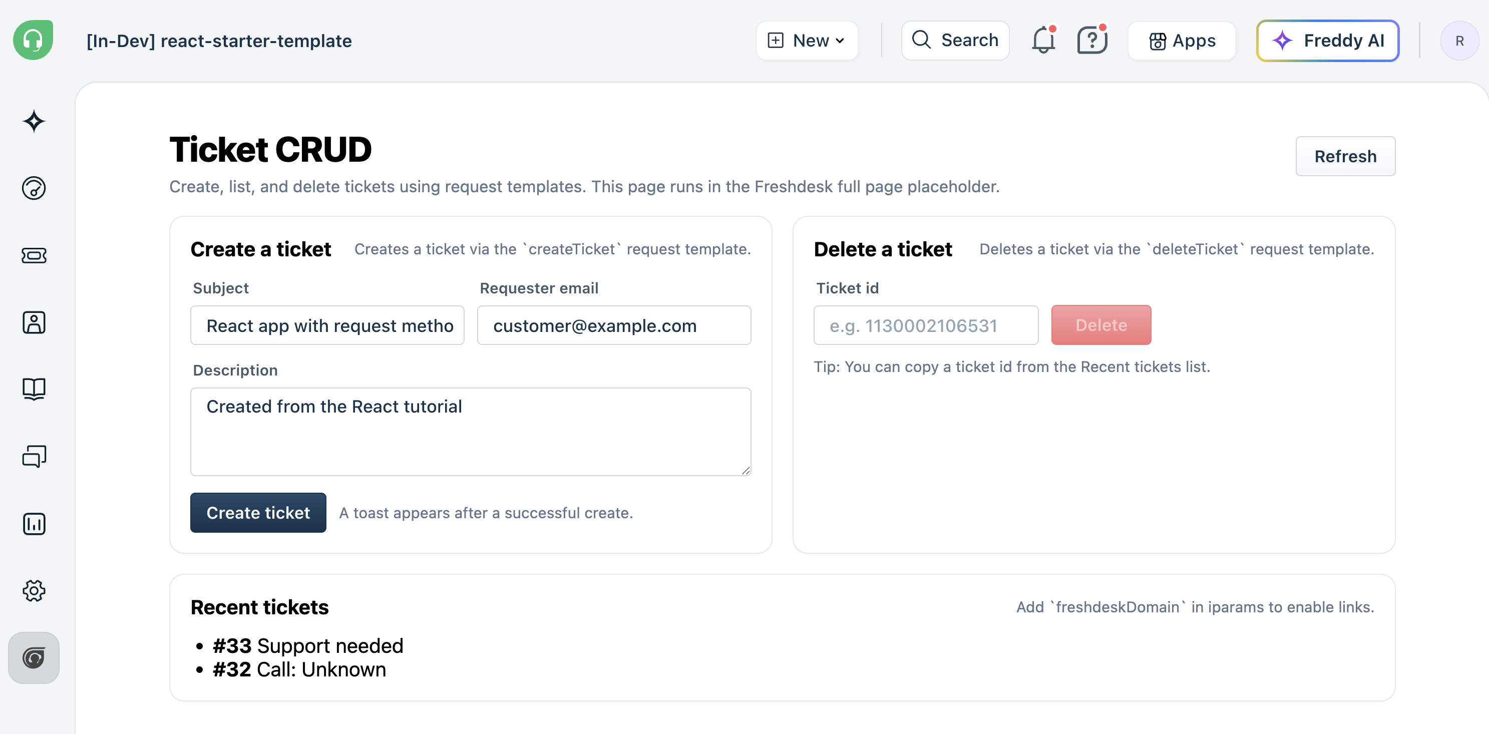 Full page app with Ticket CRUD UI