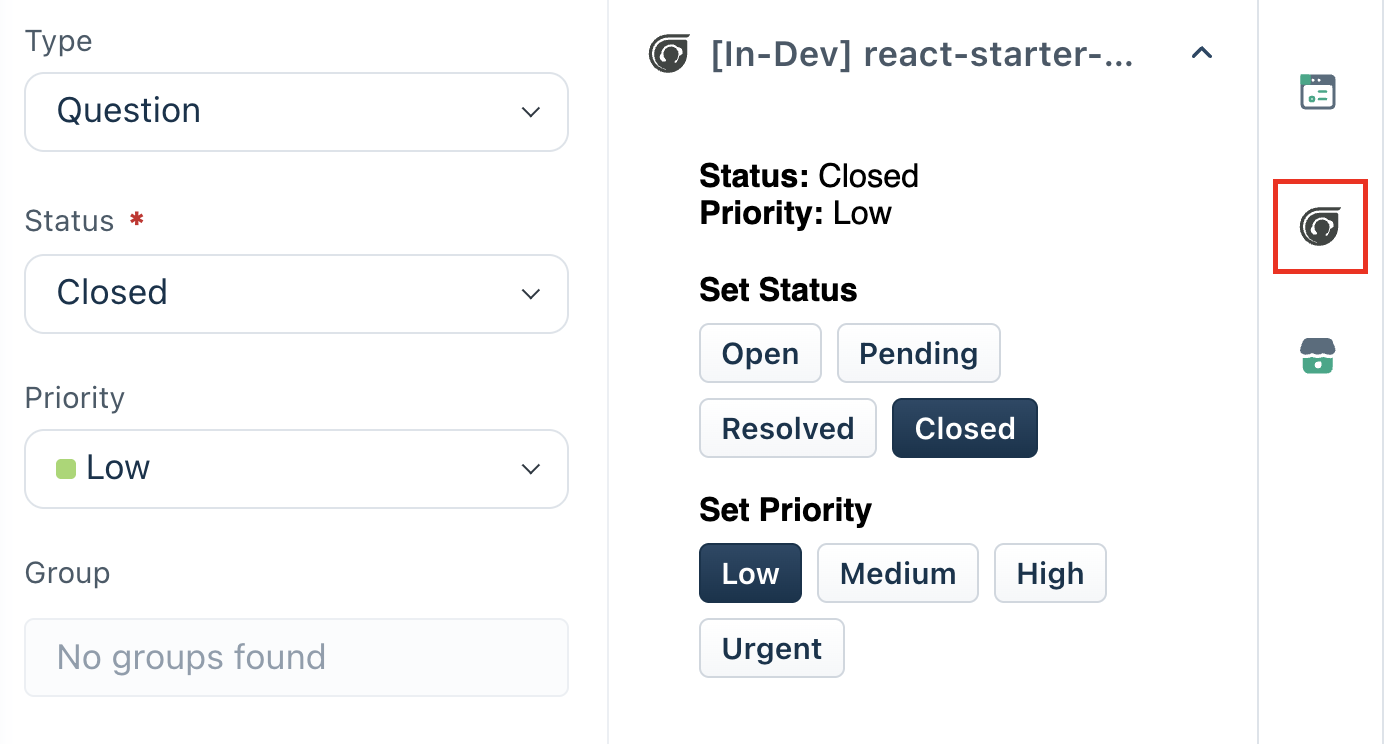 ticket sidebar with crayons UI